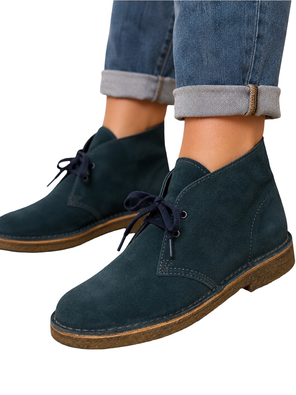 Clarks Originals Desert Teal Suede Lace Up Ankle Boots US 9M